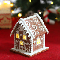 Christmas Glowing Brown Snowhouse Ornament Shiny House Xmas New Year Desktop Home Deco Kid Gift Christmas Party Supplies Navidad