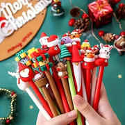 12 Christmas-Themed Neutral Pens, Office And Study Stationery, Good Gifts for Students, Diverse Styles, Holiday DIY Decorations